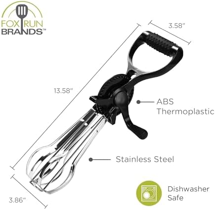 Fox Run Stainless Steel Manual Hand Mixer, Black Retro Style Egg Beater