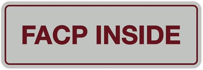 Signs ByLITA Standard FACP Inside Sign | Fire Safety Signage (Light Grey/Burgundy) - Large 1 Pack