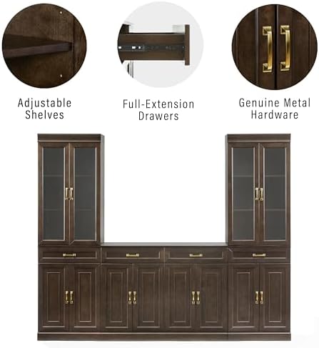 Crosley Furniture Stanton 3-Piece Glass Door Pantry & Sideboard Set