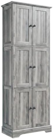 ChooChoo 63.2" Tall Bathroom Storage Cabinet with 6 Doors, Pantry Cabinet