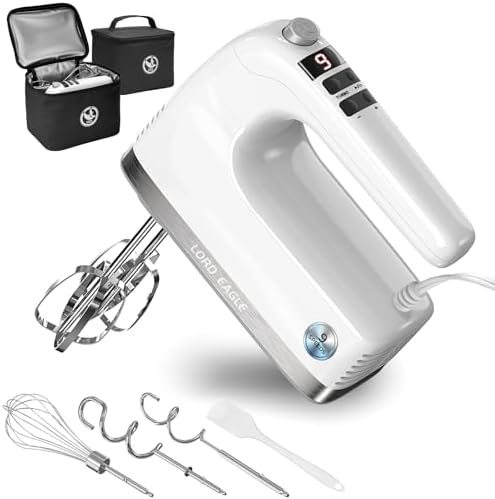 Lord Eagle 9-Speed Digital Hand Mixer Electric Handheld, 500W DC Motor