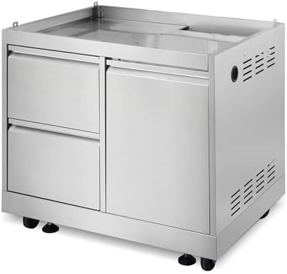 32 in. Newport Coll Grill Cabinet with Drawers, Tank Mount, Stainless Steel