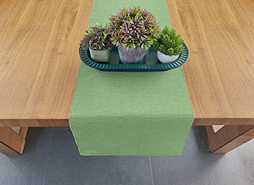AVKA Studio 100% Cotton Ribbed Table Runner - Pack of 1-13 x 72 Inches - Light Green - Dining Or Kitchen Table Runner Thick Construction for Everyday Use, Picnics, Outdoor Table, Parties, etc