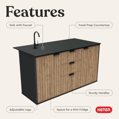Keter Signature Compact Outdoor Kitchen Island with Sink