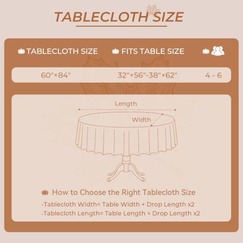 Romanstile Thanksgiving Design Oval Tablecloth 60 x 84 Inch, Orange