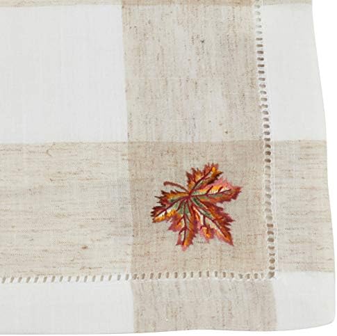 SARO LIFESTYLE 2231.I1419B Hommage Brodé Collection Embroidered Leaf Hemstitch Placemats (Set of 4) 14" x 19" Ivory