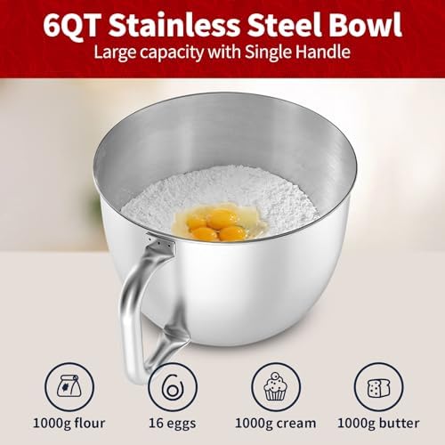 Stand Mixer, 6QT Mixers Kitchen Electric Stand Mixer, Dough Mixer Red
