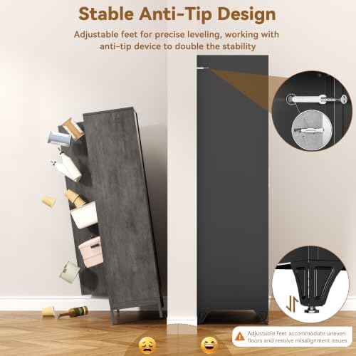 Polup 75" Pantry Cabinet, Tall Metal Storage Cabinet with Doors and Shelves