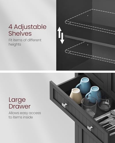 VASAGLE Pantry Cabinet, Freestanding Tall Cupboard with a Drawer