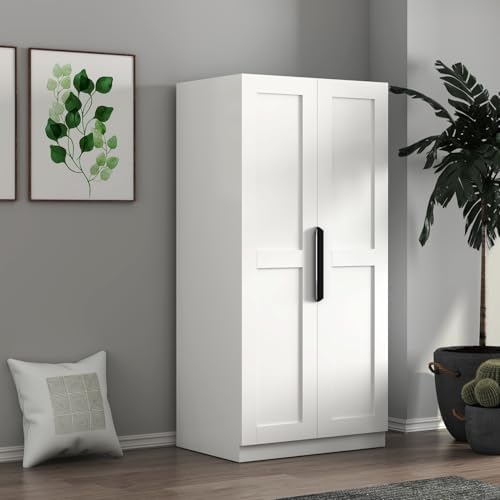 KEIKI 63" Tall Kitchen Pantry Storage Cabinet with Door-Side Rack & Shelves, Freestanding Wood Hutch Food Pantries Cupboard for Coffee Bar, Dining Room