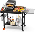 Pizza Oven Table for Ooni, Ninja & Blackstone, Wheeled Grill Cart