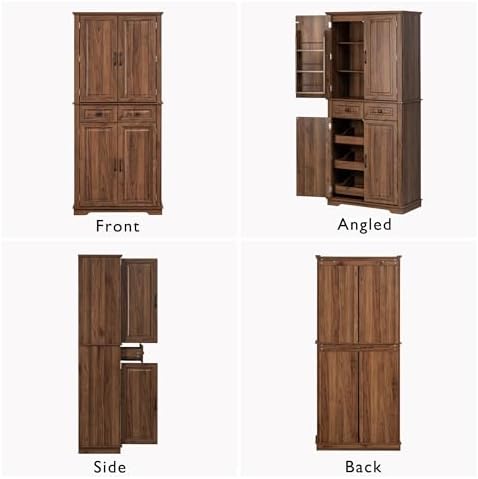 Merax Tall Kitchen Pantry Cabinet with Pull Out Shelves, Brown