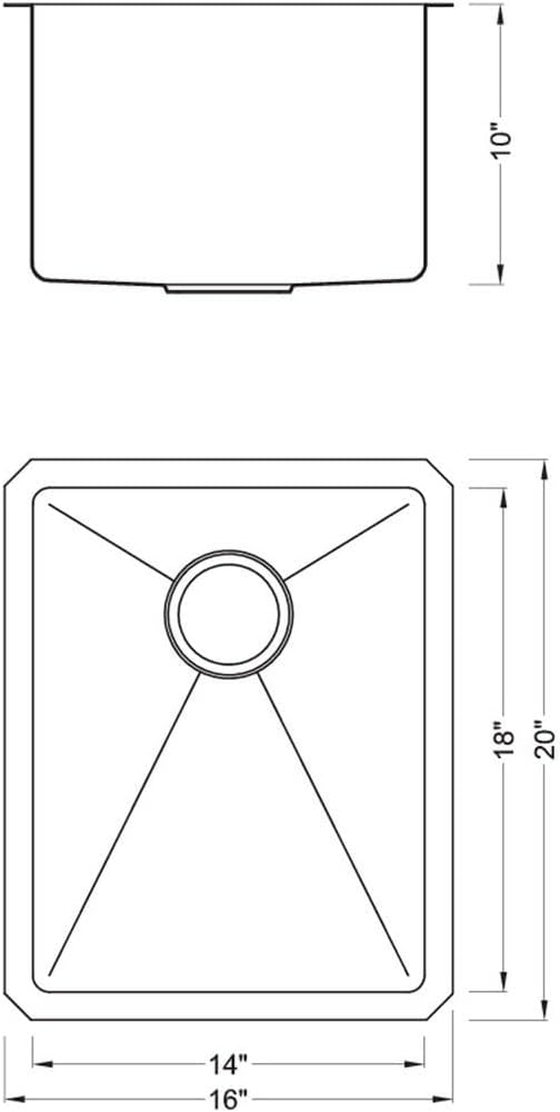 16 in. x 20 in. x 10 in. 16-Gauge Stainless Steel Undermount Single Bowl Bar Prep Kitchen Sink with Silicon Dishrack and Strainer