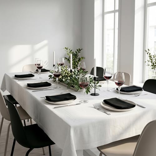 Solino Home 100% Pure Linen Dinner Napkins Black, Fete 20 x 20 in, Set of 4