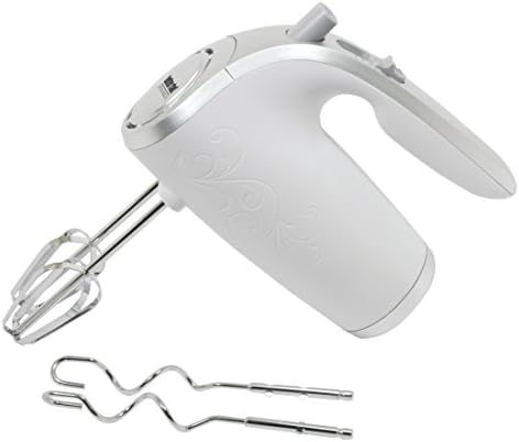 Better Chef Electric Hand Mixer | 5-Speed | Stainless Beaters & Hooks | Attachment Holder | 150-watt (White)