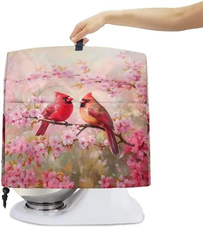 Cardinal Bird with Flower Kitchen Aid Mixer Covers Pink Stand Mixer Dust Covers Protector 4.5-8 Quart Mixer Covers Fit Tilt Head & Bowl Lift Models