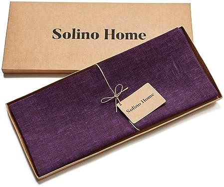 Solino Home 100% Pure Linen Table Runner Grape Woven, Athena 14 x 72 in