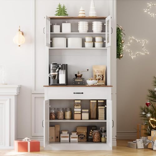 IDEALHOUSE Kitchen Pantry Cabinet with Microwave Stand
