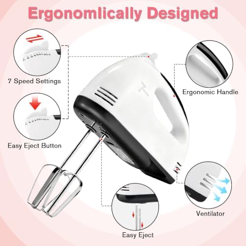 Showvigor 300W Electric Hand Mixer with 12'' Cake Turnable Stand Set