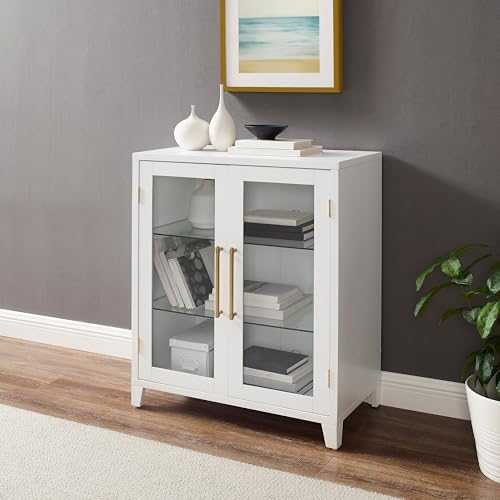 Crosley Furniture Roarke Stackable Glass Door Pantry Storage Cabinet