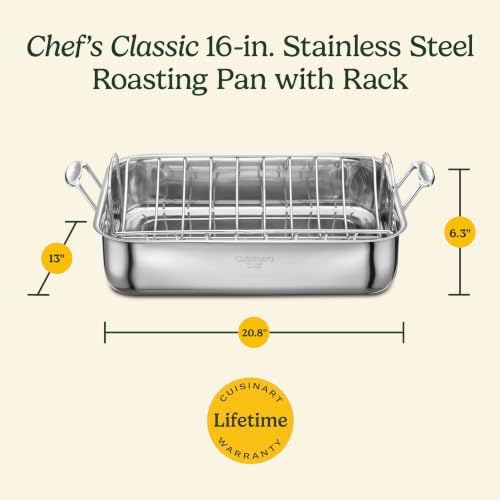 Cuisinart Chef's Classic Roasting Pan w/Rack, Stainless, 16", 7117-16UR