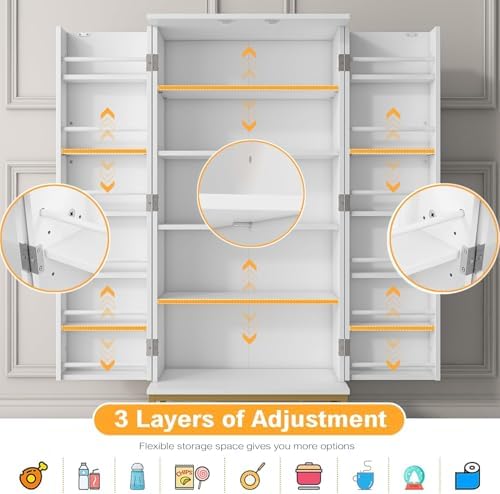 kepptory 51” Kitchen Pantry Storage Cabinet with Diamond Design