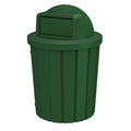 Campus Collection 42 Gallon Slatted Round Heavy-Duty Commercial Outdoor and Indoor Trash Can with Push Open Dome Lid and Internal Liner | Great for Schools and Businesses - Green