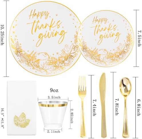Hioasis 175pcs Thanksgiving Plastic Plates 10.25"