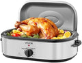 VEVOR Roaster Oven, 18QT Electric Roaster Oven, 150-450℉ Adjustable Temperature Electric Roasting Pan with Self-Basting Lid, Cool-Touch Handle, Defrost & Warm Function, Stainless Steel Turkey Ovens