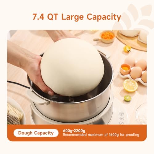 Joydeem Electric Dough Maker, 7.4Qt with Smart Kneading & 360° Fermentation
