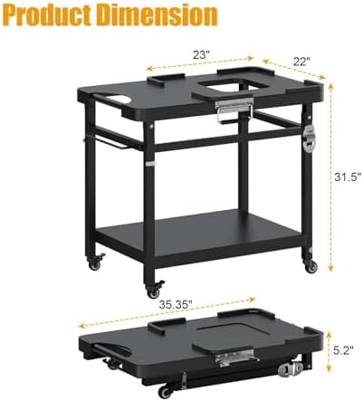 Foldable Cart for Ninja Woodfire Grill Stand OG700/OG800/OG900/OG321/OO101