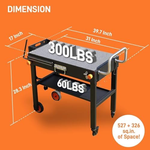 with Protective Cover, Heavy Duty Folding Grill Cart with Wheels