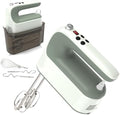 Yomelo 9-Speed Digital Hand Mixer Electric, 400W Powerful DC Motor, Hand Mixer Electric Handheld with Snap-On Storage Case, 5 Stainless Steel Accessories, Beaters, Dough Hooks, Whisk(Light Green)