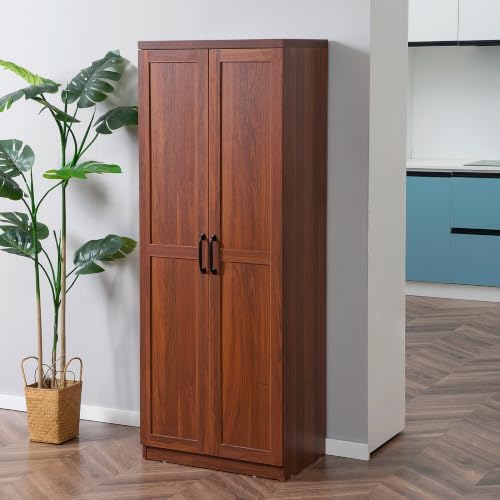 HOMCOM 63" Kitchen Pantry Cabinet with Doors and Adjustable Shelves, Brown