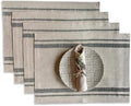 Solino Home 100% Pure Linen Placemats, 14 x 19 in, Black Striped, Set of 4