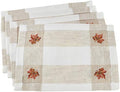SARO LIFESTYLE 2231.I1419B Hommage Brodé Collection Embroidered Leaf Hemstitch Placemats (Set of 4) 14" x 19" Ivory