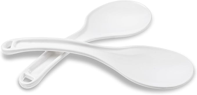 Giantree 2 Pcs Plastic Rice Paddle, 7.7 Inch Non-Stick White Rice Spoon Scooper for Cookers