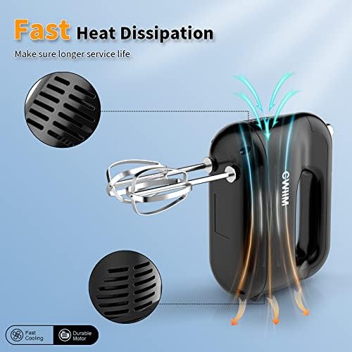 5-Speed Electric Hand Mixer with 5 Stainless Steel Accessories Whisk, Food Beater for Whipping Mixing Cookies Cakes Eggs Dough