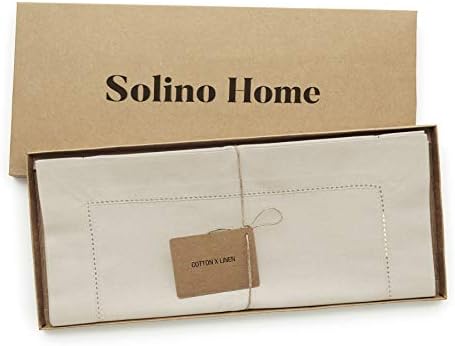Solino Home Cotton Linen Table Runner Linen Hemstitch, 14 x 72 in