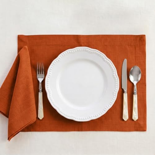 Solino Home 100% Pure Linen Dinner Napkins Spice, Fete 20 x 20 in, Set of 4