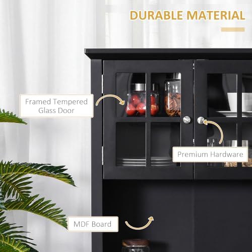 HOMCOM 65" Pantry Storage Cabinet, Kitchen Hutch, Black