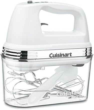 Cuisinart Power Advantage PLUS 9-Speed Hand Mixer, 220W-Motor Hand Blender Electric Mixer with 9 Speed Settings, Extra-Long Dishwasher-Safe Beaters, 3 Low Mixing Speeds, Storage Case, HM-90S, White
