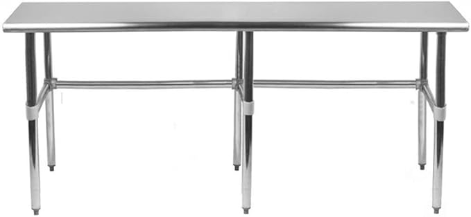 AmGood Stainless Steel Work Table Open Base | NSF Kitchen Island Food Prep | Laundry Garage Utility Bench (84" Long X 30" Deep)