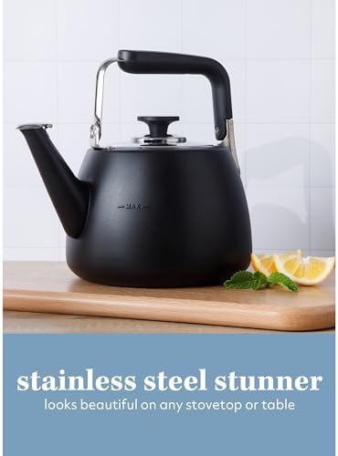 Sur La Table Kitchen Essentials Large 2 QT Heavy Gauge Stainless Steel Tea Kettle - Matte Black - Image 4