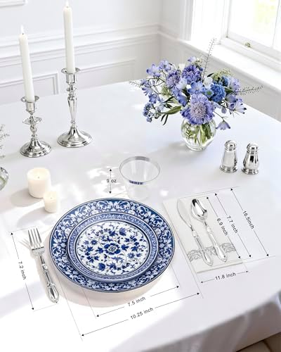 Hioasis 175 Pcs Blue Plates for Party & Wedding