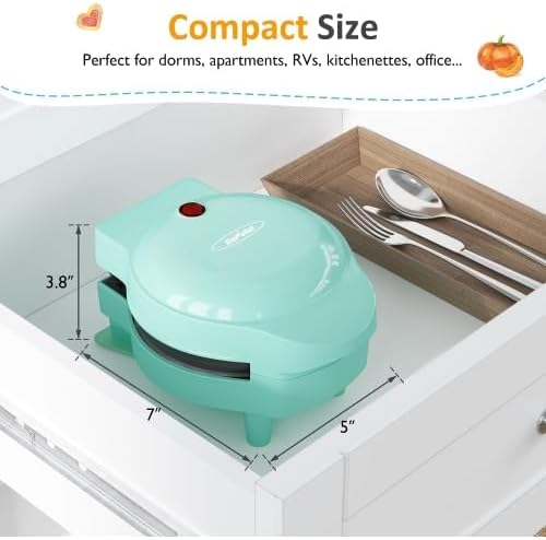 6in1 Mini Waffle Maker, Waffle Iron with 6 Removable Plates, Green