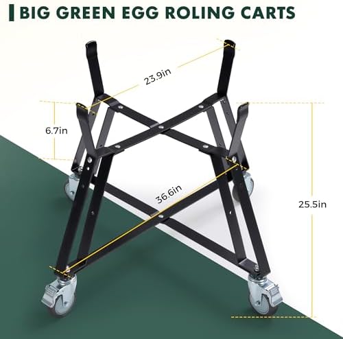 XLarge Big Green Egg Nest,Grill Stand for Big Green Egg Accessories,Rolling Nest with Heavy Duty Locking Caster Wheels Powder Coated Steel for BGE Smoker Kamado Joe Grill Stand Accessories