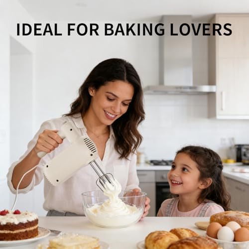 Hand Mixer Electric Handheld, 5-Speed Electric Hand Mixer With Stainless Steel Beaters, Dough Hooks, Lightweight Hand Mixer, Westcookaid Turbo Ultra Power+ Eject Button For Cakes Eggs