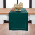 Solino Home Cotton Linen Table Runner Dark Green Hemstitch, 14 x 120 in