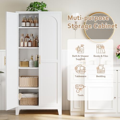 Zevemomo 71" Metal Pantry Cabinet, Tall Metal Storage Cabinet for Kitchen